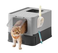 Feandrea Hidden Cat Litter Box, with Hood, Slide-Out Tray, Scoop, Brush | Spacious for Large Cats, 54.3×42.5×37.8cm, Max. Load 15 kg, Anti-Tracking, Anti-Leaking, Dove Grey and Slate Grey PPT001B01