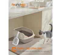 Feandrea High Sided Cat Litter Tray, Xl Open Top Litter Box With Scoop, For Kittens,