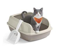 Feandrea High Sided Cat Litter Tray, XL Open Top Litter Box with Scoop, for Kittens, Large Cats, Cappuccino Beige PPT009LH01