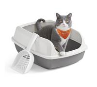 Feandrea High Sided Cat Litter Tray, XL Open Top Litter Box with Scoop, for Kittens, Large Cats, Cloud White PPT009W101