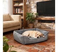 Feandrea Linen-Look Dog Bed With Raised Edges, Easy To Clean, Light Grey