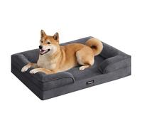 Feandrea Orthopaedic Dog Sofa Bed, L Dog Bed with Raised Sides, Egg Crate Foam, Removable and Washable Cover, Non-Slip Bottom, Water-Resistant Lining, Slate Grey, 89 x 63 x 16 cm PGW322GN01