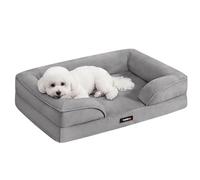 Feandrea Orthopaedic Dog Sofa Bed, M Dog Bed with Raised Sides, Egg Crate Foam, Removable and Washable Cover, Non-Slip Bottom, Water-Resistant Lining, Dove Grey, 76 x 51 x 16 cm PGW321GD01