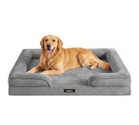 Feandrea Orthopaedic Dog Sofa Bed, XL Dog Bed with Raised Sides, Sponge, Removable and Washable Cover, Non-Slip Bottom, Water-Resistant Lining, Slate Grey, 112 x 81 x 17 cm PGW324GD01