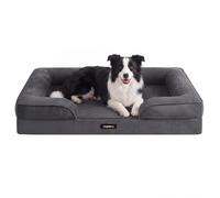 Feandrea Orthopaedic Dog Sofa Bed, XL, Raised Sides, Non-Slip Bottom | Sponge, Removable and Washable Cover, Water-Resistant Lining, Slate Grey, 104 x 69 x 17 cm, BLOMFY Collection PGW323GN01