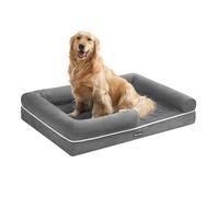 Feandrea Orthopedic Dog Bed, Dog Sofa with Sides, Removable Washable Cover, 106 x 76 x 18 cm, Non-Slip Bottom, Light Grey PGW077G02V1