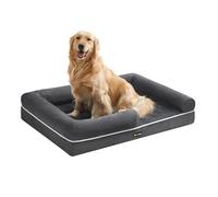 Feandrea Orthopedic Dog Bed, Dog Sofa with Sides, Removable Washable Cover, 106 x 76 x 18 cm, Non-Slip Bottom, Dark Grey PGW077G01V1