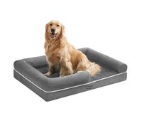 Feandrea Orthopedic Dog Bed, Dog Sofa with Sides, Removable Washable Cover, 106 x 76 x 18 cm, Non-Slip Bottom, Light Grey PGW077G02V1
