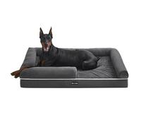 Feandrea Orthopedic Dog Bed, Dog Sofa with Sides, Removable Washable Cover, 120 x 85 x 18 cm, Non-Slip Bottom, Dark Grey PGW078G01V1
