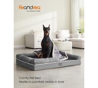 Feandrea Orthopedic Dog Bed, Dog Sofa With Sides, Removable Washable Cover, 120 X 85 X 20 Cm, Non-Slip Bottom