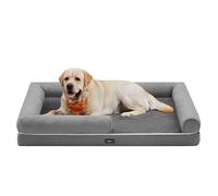 Feandrea Orthopedic Dog Bed, Dog Sofa with Sides, Removable Washable Cover, 135 x 107 x 23 cm, Non-Slip Bottom, Light Grey PGW079G02V1