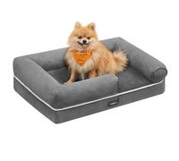Feandrea Orthopedic Dog Bed, Dog Sofa with Sides, Removable Washable Cover, 76 x 51 x 18 cm, Non-Slip Bottom, Light Grey PGW074G02