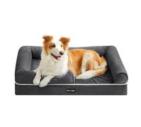 Feandrea Orthopedic Dog Bed, Dog Sofa with Sides, Removable Washable Cover, 91 x 68 x 18 cm, Non-Slip Bottom, Dark Grey PGW076G01V1