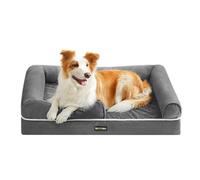 Feandrea Orthopedic Dog Bed, Dog Sofa with Sides, Removable Washable Cover, 91 x 68 x 18 cm, Non-Slip Bottom, Light Grey PGW076G02V1