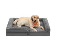 Feandrea Orthopedic Dog Bed for Large Dogs, Memory Foam Dog Bed Sofa Pet Couch with Sides, Removable Washable Cover and Waterproof Liner, 122 x 89 x 18 cm, Slate Grey PGW254G02
