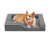 Memory Foam Dog Bed with Sides, 91 x 68 x 16 cm(L x W x H) / Slate Grey