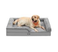 Feandrea Orthopedic Dog Bed for Large Dogs, Memory Foam Dog Bed Sofa Pet Couch with Sides, Removable Washable Cover and Waterproof Liner, 122 x 89 x 18 cm, Dove Grey PGW254G01