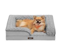 Feandrea Orthopedic Dog Bed for Medium Dogs, Memory Foam, 71 x 58 x 16 cm | Sofa Pet Couch with Sides, Removable Washable Cover, Waterproof Liner, Dove Grey, BLOMFY Collection PGW251G01