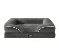 Feandrea PGW325GN01 Orthopaedic Dog Bed with Raised Edge, Convoluted Foam, Removable Cover, Washable, Non-Slip, Water-Repellent Lining, Slate Grey, 122 x 85 x 17 cm
