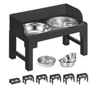 Feandrea Raised Dog Bowls with Stand, Two 304 Stainless Steel Bowls | 1 Slow Feeder, Adjustable Height and Tilted Design, Ink Black BOXAL Collection PRB104B101