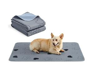 Feandrea Reusable Dog Training Pads, 2 Pack, Waterproof, L, 122 x 91 cm | Washable Puppy Pads, Pet Mat for Dogs, Cats, Rabbits, Leakproof, Non-Slip, Absorbent, Grey, ISLAND Collection PTD036G01