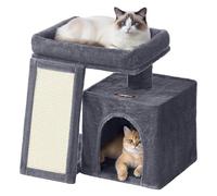 Feandrea Small Cat Tree, Cat Tower Condo for Kittens, Scratching Ramp, Top Perch, Cave, 50.2 x 30 x 44.6 cm, Dark Grey PCT010GS01