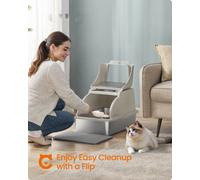 Feandrea Stainless Steel Cat Litter Box With Flip Lid, Xl Enclosed Litter Box With Leak-Proof Design