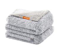 Feandrea Waterproof Dog Blanket, Long Plush Pet Blanket for Extra Large Dogs, Humans, Cats, 229 x 203 cm, XXXL, Sherpa Fleece, Double Sided Reversible Dog Sofa Cover Protector, Grey Ombré PPB009GA01