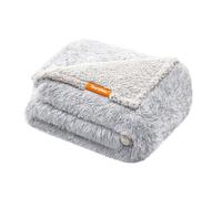 Feandrea Waterproof Dog Blanket, Long Plush Pet Blanket for Small and Medium Dogs, Cats, 127 x 102 cm, L, Sherpa Fleece, Double Sided Reversible Dog Sofa Cover Protector, Grey Ombré PPB005G01