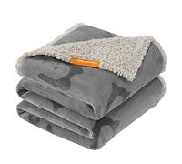 Feandrea Waterproof Dog Blanket, Sherpa Fleece Pet Blanket for Medium and Large Dogs, Cats, 152 x 127 cm, XL, Machine Washable, Reversible Dog Couch Cover Protector, Grey PPB060G01