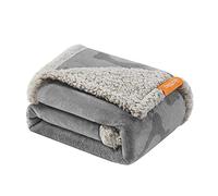 Feandrea Waterproof Dog Blanket, Sherpa Fleece Pet Blanket for Miniature and Small Dogs, Cats, 101 x 73 cm, M, Machine Washable, Reversible Dog Couch Cover Protector, Grey PPB040G01