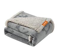 Feandrea Waterproof Dog Blanket, Sherpa Fleece Pet Blanket for Small and Medium Dogs, Cats, 127 x 101 cm, L, Machine Washable, Reversible Dog Couch Cover Protector, Grey PPB050G01