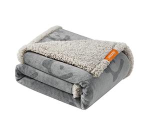 Feandrea Waterproof Dog Blanket, Sherpa Fleece Pet Blanket for Small and Medium Dogs, Cats, 127 x 101 cm, L, Machine Washable, Reversible Dog Couch Cover Protector, Grey PPB050G01