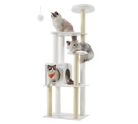 Feandrea WoodyWonders Cat Tree, 165 cm Modern Cat Tower, Cat Condo with 5 Scratching Posts, Washable Removable Cushions, Perch, Cat Cave, Cat Furniture for Indoor Cats, Cloud White PCT166W01