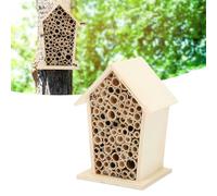Feaolala Bee House Insect Hotel Wooden Shelter Nesting Box Eco-Friendly Bug Hotel For Bees Butterfly Weather Resistant Hanging Nesting Habitat Garden Decor Nature Gifts For Kids (1PCS)