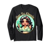 Fear La Chancla Spanish Curvy Chibi Mom Chanclazo Fregona Long Sleeve T-Shirt