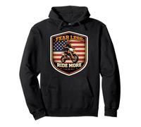Fear Less Ride More American Dirt Bike Rider Motocross USA Pullover Hoodie