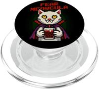 Fear Meowcula Funny Pixel Art Vampire Cat Halloween PopSockets PopGrip for MagSafe