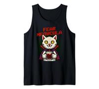 Fear Meowcula Funny Pixel Art Vampire Cat Halloween Tank Top