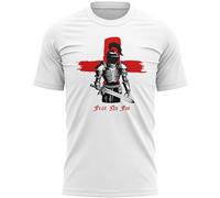 Fear No Foe England T Shirt Men English Knight Tee St Georges Cross Top, XL, White