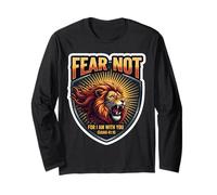 Fear Not for I Am with You Christian Bible Verse Quote Lion Long Sleeve T-Shirt