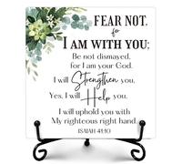 Fear Not for I am with You Isaiah 41:10 Sign, Rustic Christian Decor, Farmhouse Home Decor, Inspirational Christian Gifts for Women Men, Vintage Decor for Bedroom Bathroom, 5" x 5"-331