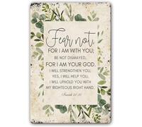 Fear Not for I Am with You Metal Tin Sign Christian Bible Verses Wall Decor Scripture Wall Art Poster Office Artwork 8 X 12 Inch