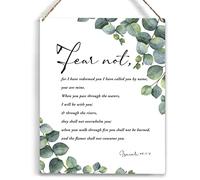 Fear Not for I Have Redeemed You Bible Verse Wood Sign Rustic Isaiah 43:1-2 Watercolour Christian Wooden Hanging Plaque for Home Office Wall Art Decoration Present 12x8 inch