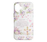 Fear Not Isaiah 41:10 Cross Pink Purple Floral Watercolor Case for iPhone 16 Plus