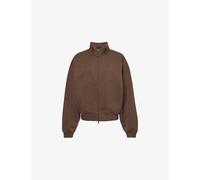 Fear of God Essentials Womens Heather Wood Funnel-neck Cotton-blend Bomber Jacket L