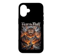Fear the Fluff Epic Cat Volcano Lightning Fantasy Case for iPhone 16