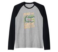Fear The Gator Wrestler Alligator Wrestling Raglan Baseball Tee