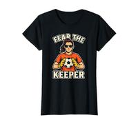 Fear The Keeper Cool Woman Girl Goalkeeper with Soccer Ball T-Shirt