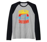 Fear The Shutdown Retro Server Sysadmin Humor Raglan Baseball Tee